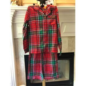 Jammies For Your Families Girls Red and Green Plaid Pajama Set Size 7/8 NWT